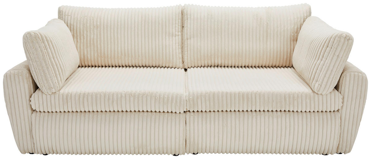 SCHLAFSOFA Cord, Plüsch Creme  - Creme/Schwarz, MODERN, Kunststoff/Textil (240/90/120cm) - Carryhome