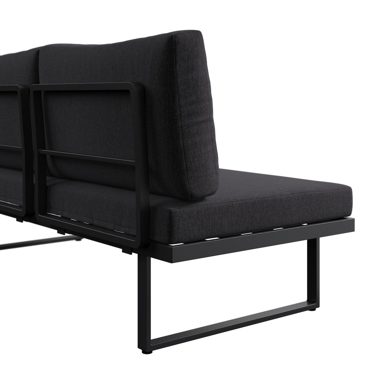 LOUNGEGARNITUR Aluminium, Stahl  - Dunkelgrau/Naturfarben, MODERN, Kunststoff/Textil - Ambia Garden