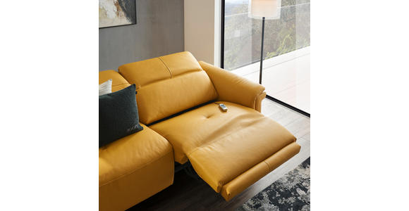 3-SITZER-SOFA Echtleder Currygelb - Currygelb/Schwarz, Design, Leder/Metall (210/79/104cm) - Emilio Belluti