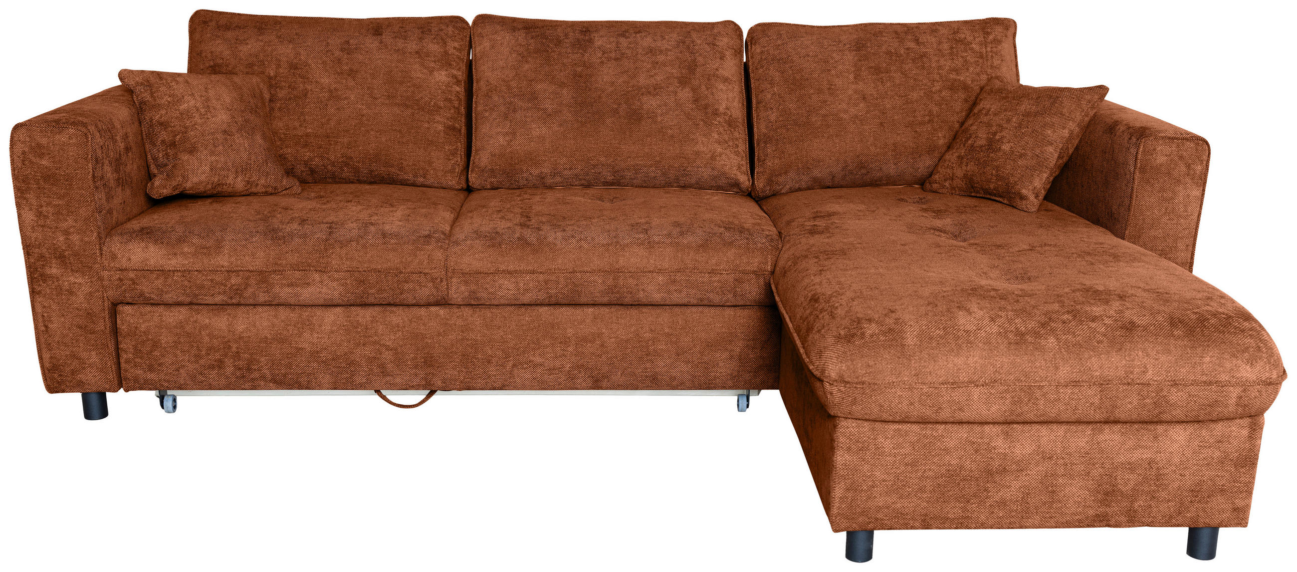 ECKSOFA Rostfarben Flachgewebe  - Rostfarben/Schwarz, KONVENTIONELL, Textil/Metall (252/162cm) - Carryhome