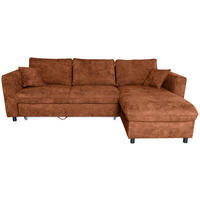 ECKSOFA Rostfarben Flachgewebe  - Rostfarben/Schwarz, KONVENTIONELL, Textil/Metall (252/162cm) - Carryhome