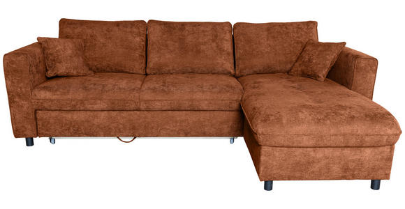 ECKSOFA Rostfarben Flachgewebe - Rostfarben/Schwarz, KONVENTIONELL, Textil/Metall (252/162cm) - Carryhome