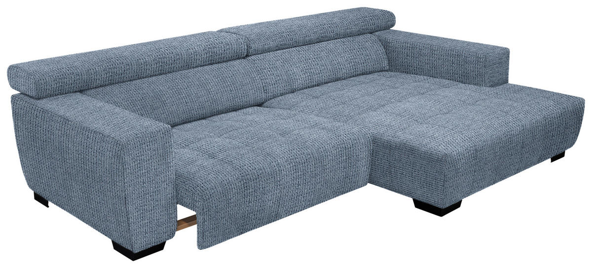 ECKSOFA in Webstoff Blau  - Blau/Schwarz, Konventionell, Textil/Metall (279/182cm) - Hom`in