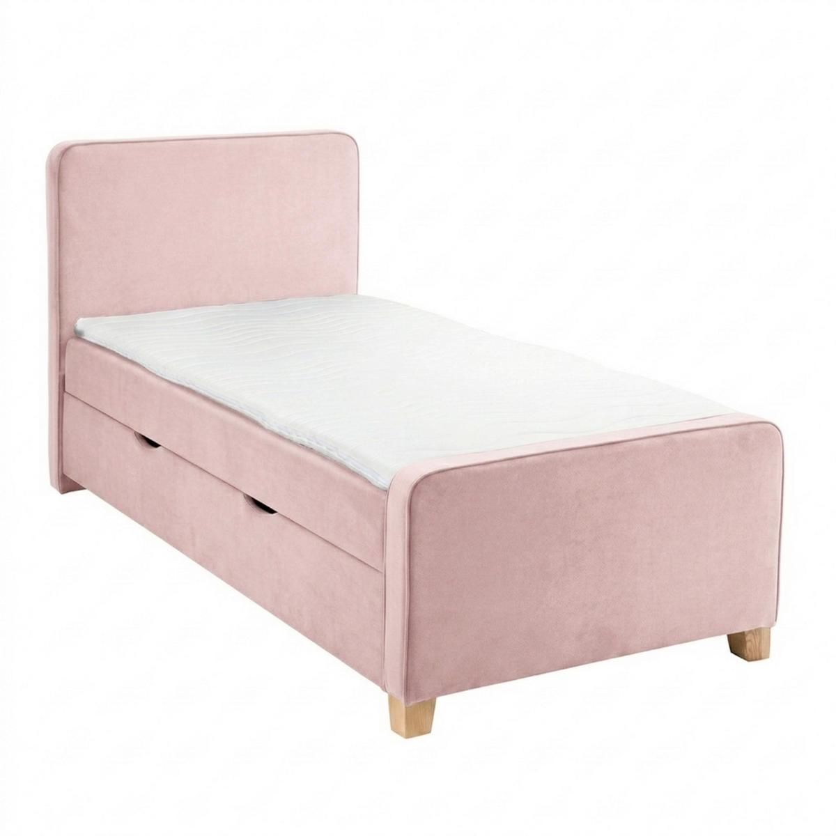 BOXBETT 140/200 cm  in Rosa  - Kernbuche/Rosa, MODERN, Holz/Textil (140/200cm) - MID.YOU