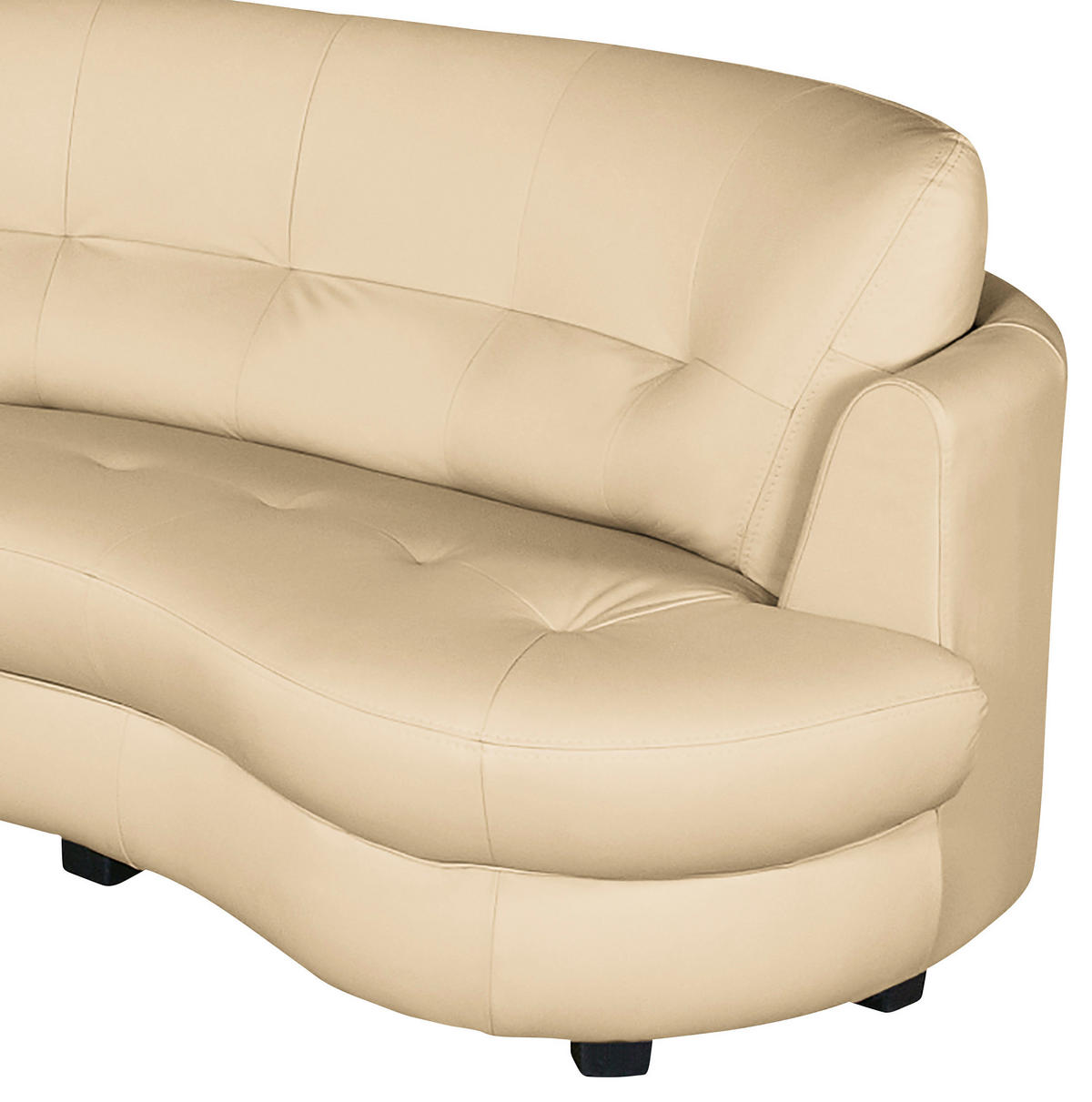 ECKSOFA Beige Echtleder Lederlook  - Beige/Schwarz, Design, Leder/Kunststoff (113/300cm) - Livetastic