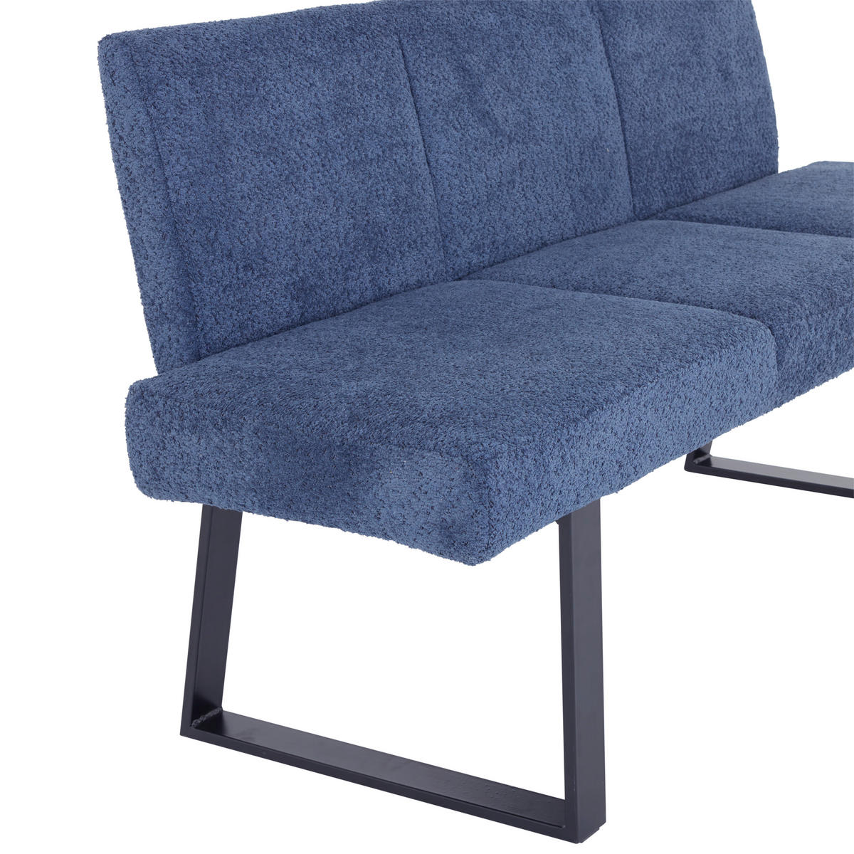 SITZBANK 166/82/61 cm Leinenoptik Dunkelblau  - Schwarz/Dunkelblau, MODERN, Textil/Metall (166/82/61cm) - MID.YOU