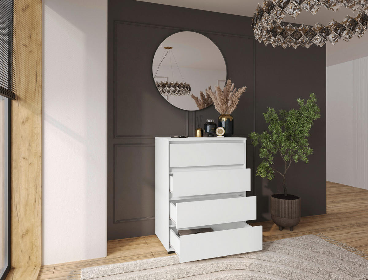 KOMODA  80/103/48 cm  bela  - bela/srebrna, Dizajnerski, pločasti materijal/plastika (80/103/48cm) - Carryhome