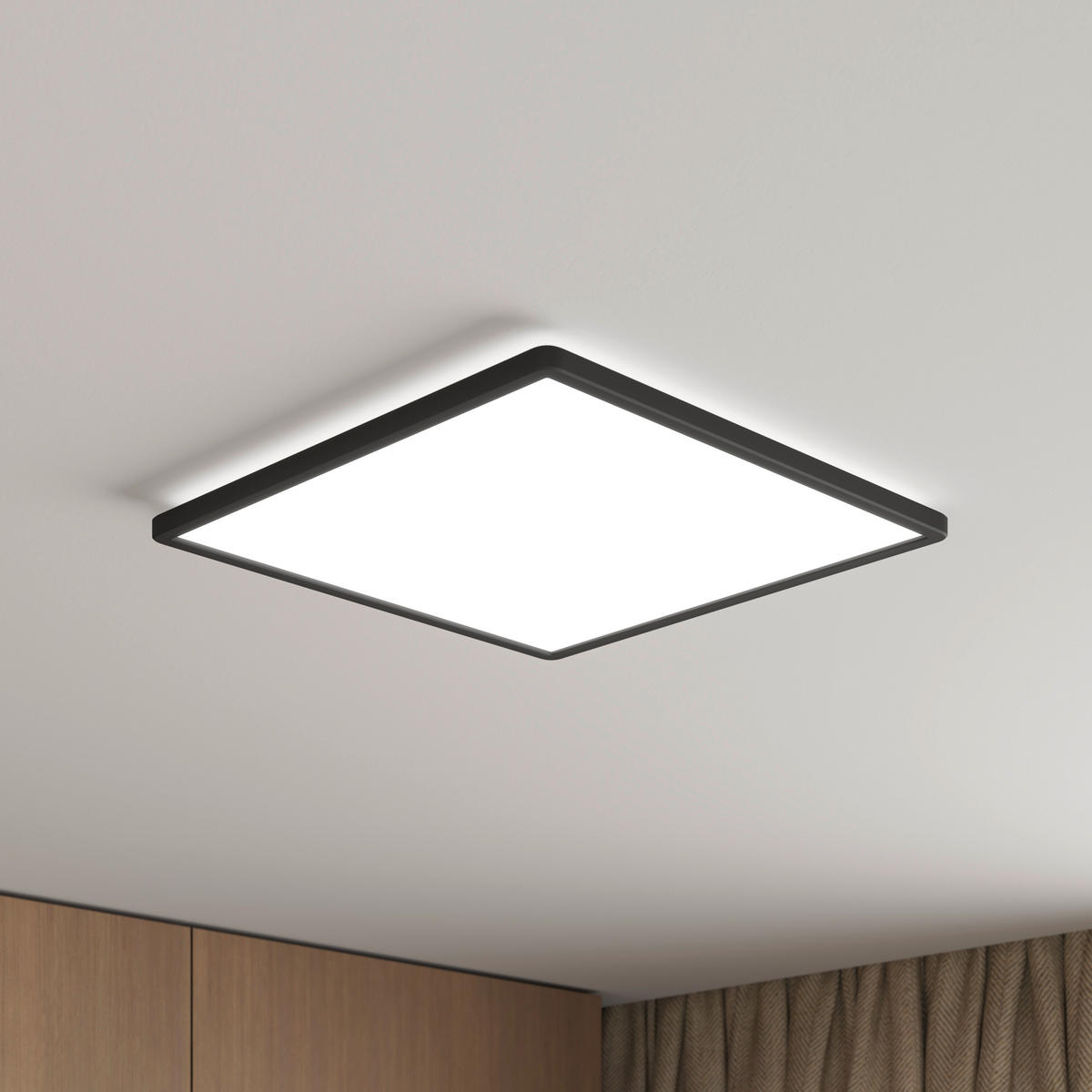 LED MENNYEZETI LÁMPA - fekete, Basics, műanyag (42/42/2,9cm) - Novel