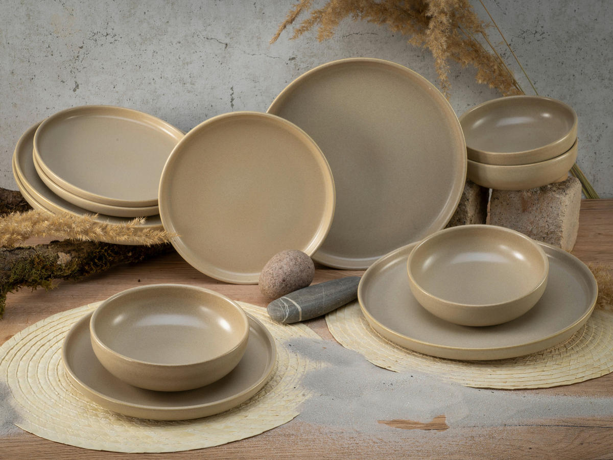 SERVIS 12 delar  - sandfärgad, Trend, keramik (43/40/37cm) - Creatable