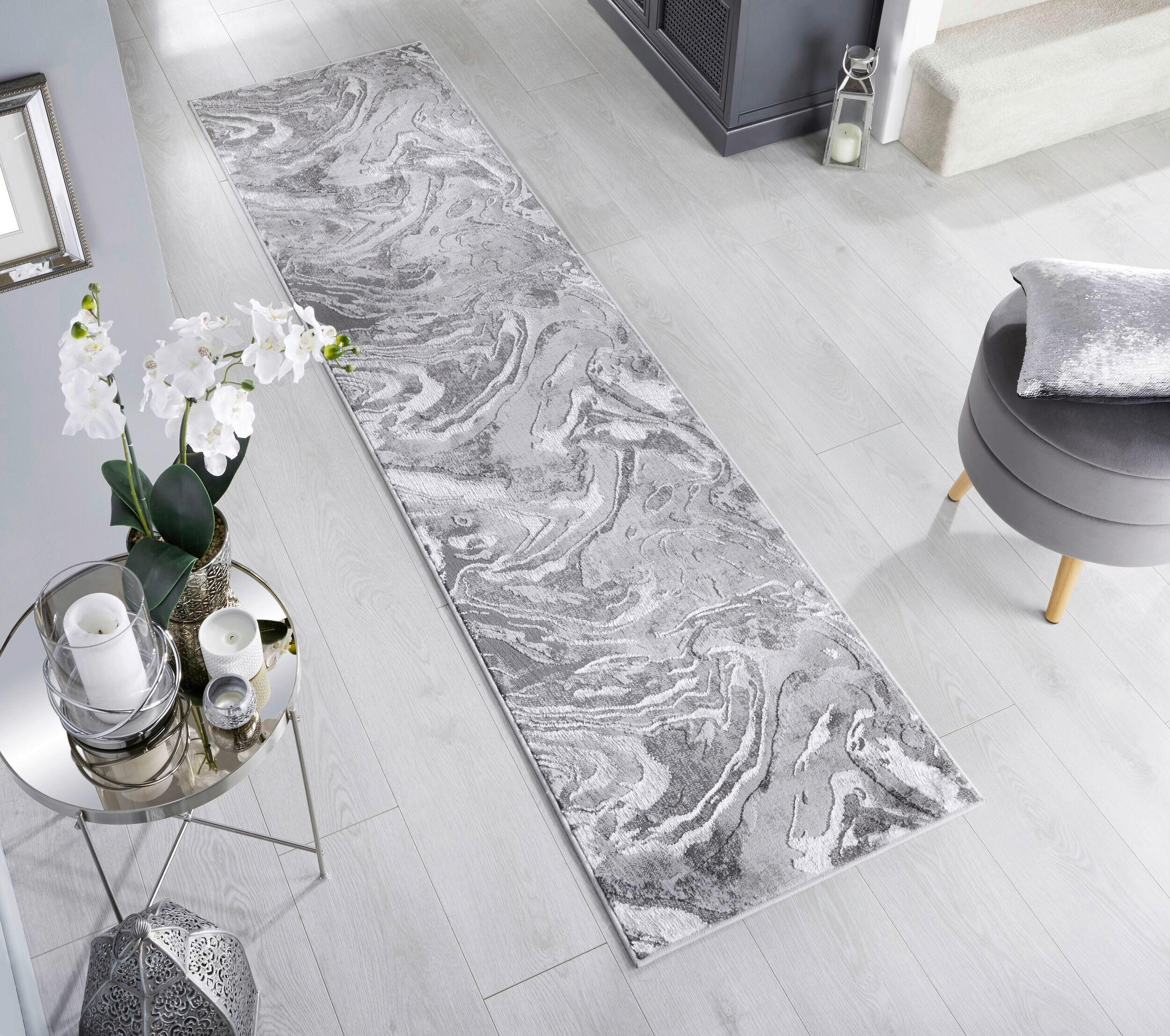 KOBEREC, 230/60 cm, barvy stříbra - barvy stříbra, Basics, textil (230/60cm)