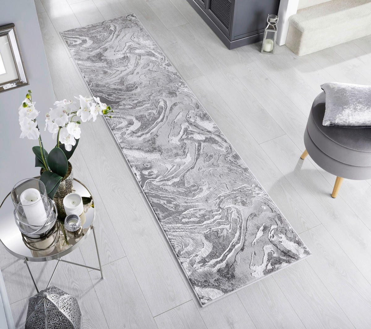 KOBEREC, 230/60 cm, barvy stříbra - barvy stříbra, Basics, textil (230/60cm)