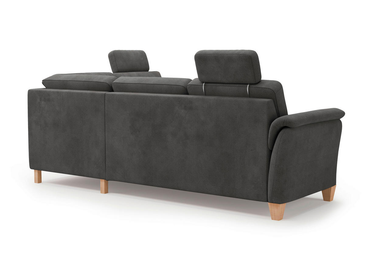 ECKSOFA in Flachgewebe Schwarz  236/212 cm  - Eichefarben/Schwarz, KONVENTIONELL, Holz/Textil (236/212cm) - Sit & More
