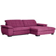 ECKSOFA  in Webstoff Lila Rücken echt, Kopfteilverstellung  265/180 cm  - Lila/Schwarz, Design, Textil/Metall (265/180cm) - Carryhome