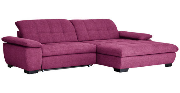 ECKSOFA  in Webstoff Lila Rücken echt, Kopfteilverstellung  265/180 cm  - Lila/Schwarz, Design, Textil/Metall (265/180cm) - Carryhome