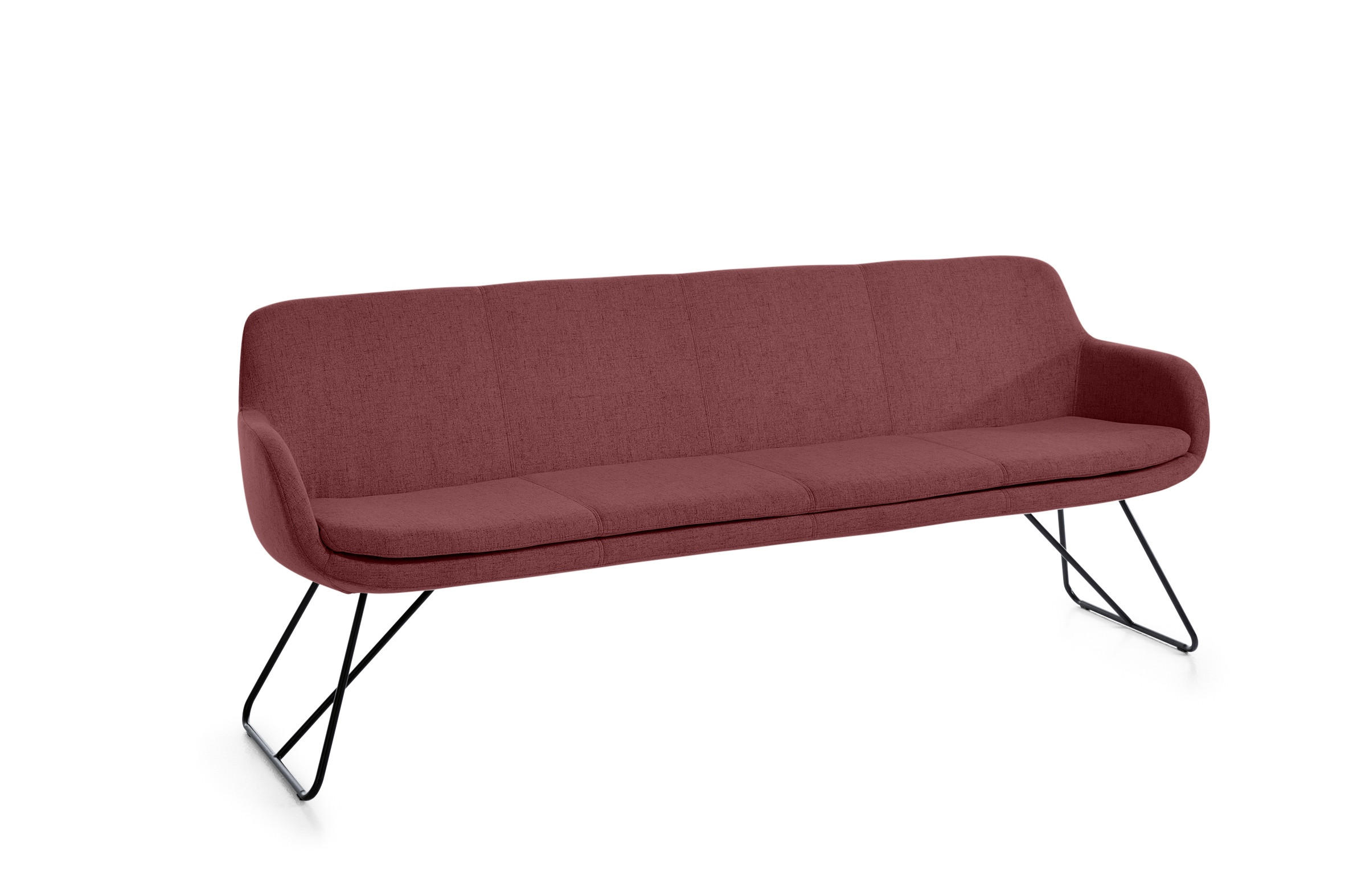 SITZBANK 220/87/65 cm Webstoff Bordeaux Metall  - Bordeaux/Schwarz, Design, Textil/Metall (220/87/65cm) - Musterring