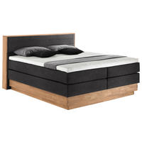 BOXSPRINGBETT 180/200 cm,  in Eichefarben, Dunkelgrau, Matratze, gepolstertes Kopfteil, Bettkasten, Topper, H2 = mittel, H4 = sehr fest  - Eichefarben/Dunkelgrau, MODERN, Holz/Kunststoff (180/200cm) - MID.YOU