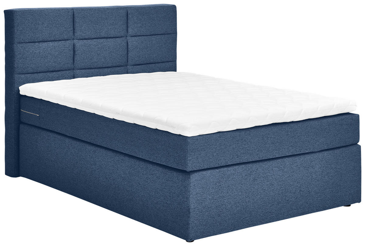 BOXSPRINGBETT 140/200 cm  in Dunkelblau  - Schwarz/Dunkelblau, Konventionell, Textil (140/200cm) - Carryhome