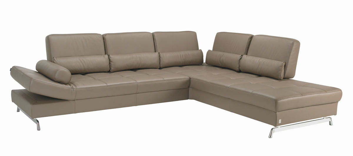 ECKSOFA in Echtleder Braun  299/250 cm  - Alufarben/Braun, Design, Leder/Metall (299/250cm) - Joop!