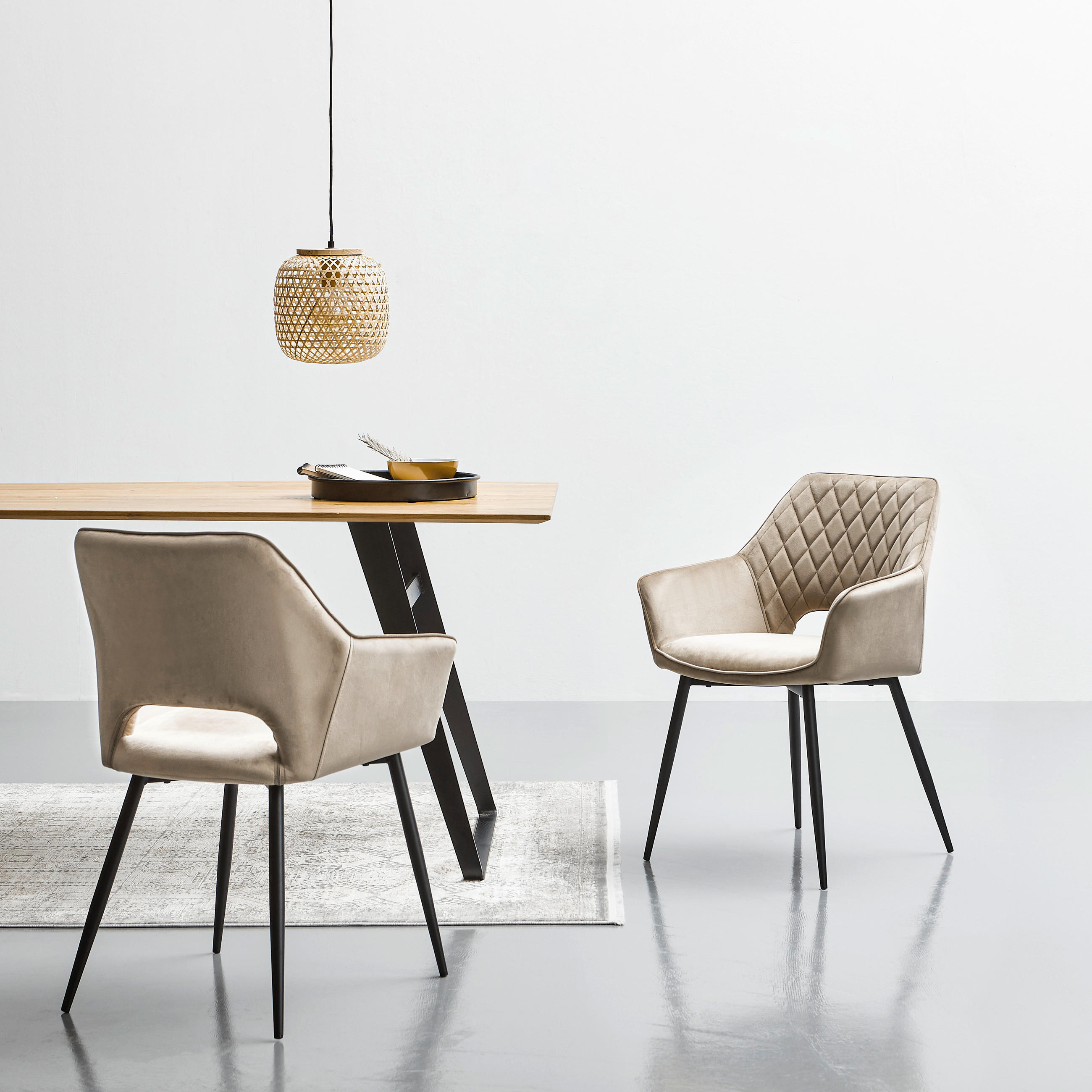 ARMLEHNSTUHL  in Eisen Samt  - Taupe/Beige, KONVENTIONELL, Holz/Textil (56/80,5/56cm) - MID.YOU