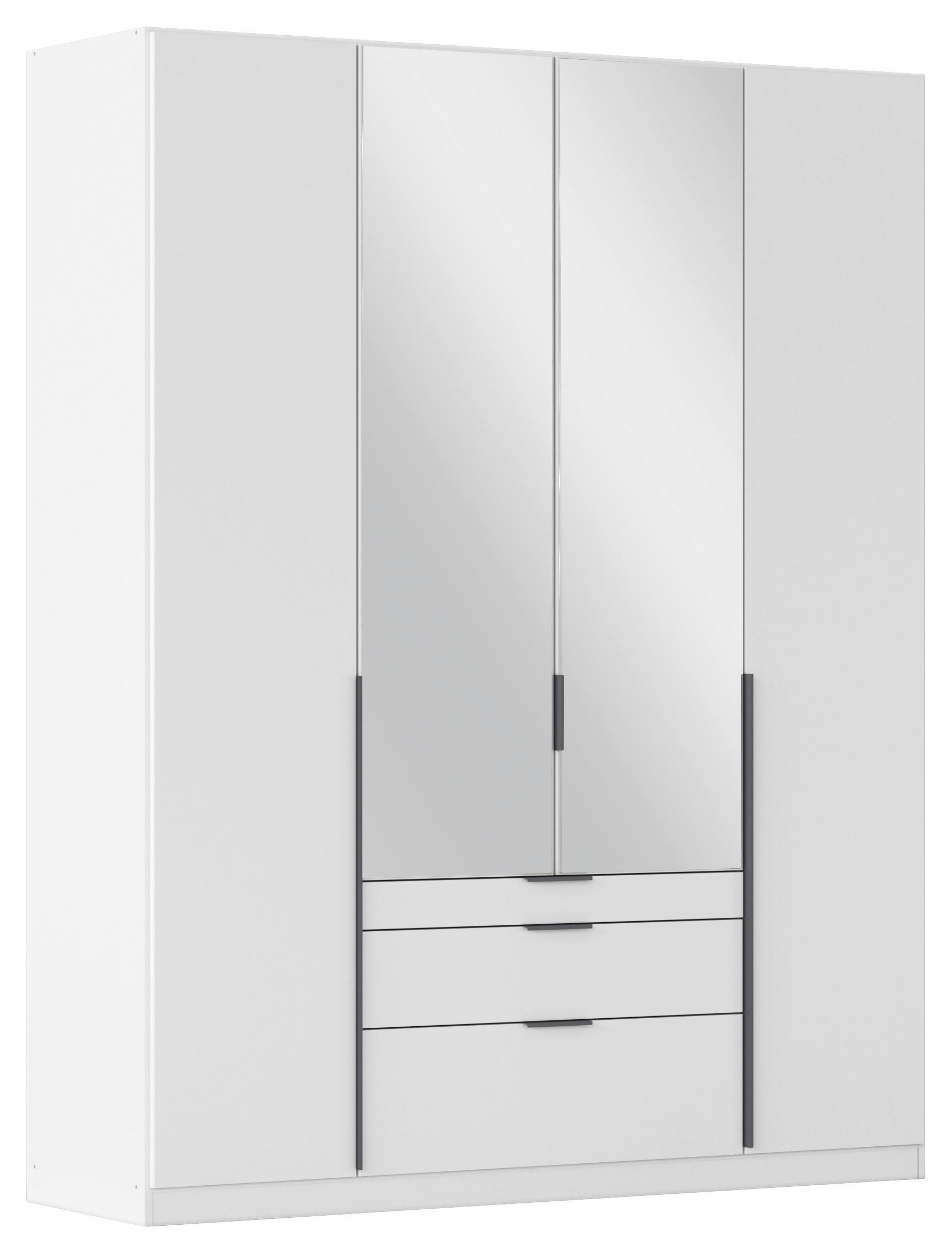 Rauch Möbel Drehtürenschrank Rauch Alabama Silber, Weiß, Dunkelgrau 181x229x54 cm