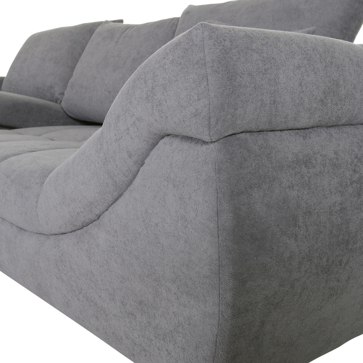 ECKSOFA in Flachgewebe Grau  - Schwarz/Grau, Design, Textil/Metall (224/307cm) - Stylife