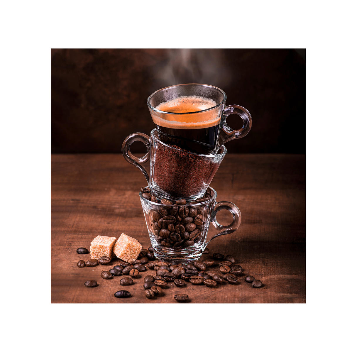 GLASBILD Essen & Trinken, Kaffee 30/30 cm  - Multicolor, Basics, Glas (30/30cm) - Monee