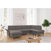 WOHNLANDSCHAFT Schlammfarben Flachgewebe  - Schlammfarben/Eichefarben, KONVENTIONELL, Holz/Textil (164/314/195cm) - Sit & More