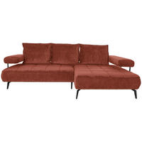 ECKSOFA Terracotta Webstoff  - Terracotta/Schwarz, Design, Textil/Metall (266/180cm) - Welnova