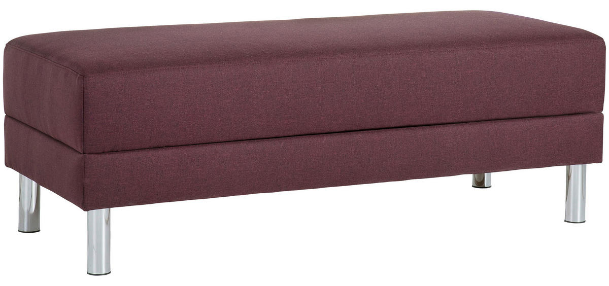 ECKSCHLAFSOFA inkl. Hocker in Dunkelrot Textil   - Chromfarben/Dunkelrot, Konventionell, Textil/Metall (152/230cm) - Max Winzer