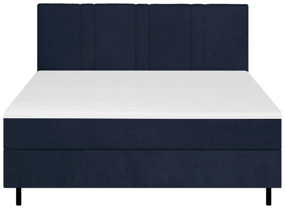 BOXSPRINGBETT 120/200 cm  in Dunkelblau  - Schwarz/Dunkelblau, Design, Textil/Metall (120/200cm) - Welnova