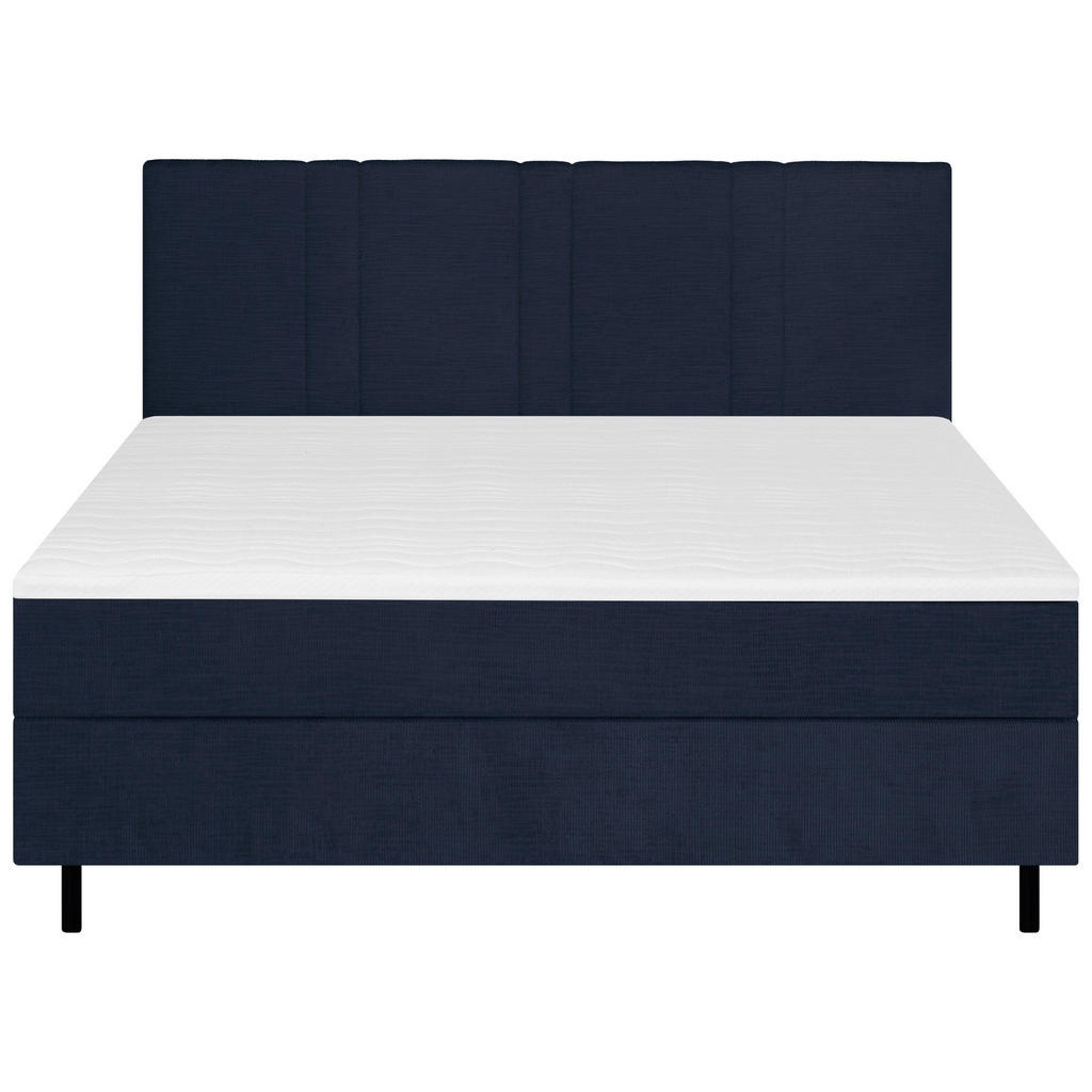 Thumbnail - Welnova Boxspringbett, Dunkelblau, Textil, H3 + H4, 7-Zonen, Höhe ca. 19 cm, 140x200 cm, Topper durchgehend, Partnermatr...