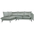 ECKSOFA in Samt Hellgrau  - Hellgrau/Schwarz, Design, Textil/Metall (200/241cm) - Carryhome