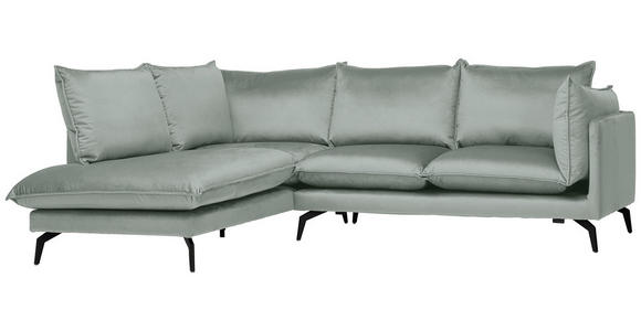 ECKSOFA in Samt Hellgrau  - Hellgrau/Schwarz, Design, Textil/Metall (200/241cm) - Carryhome