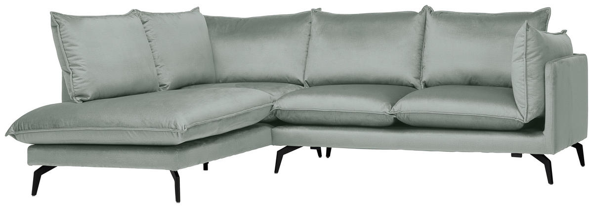 HÖRNSOFFA i sammet ljusgrå  - ljusgrå/svart, Design, metall/textil (200/241cm) - Carryhome