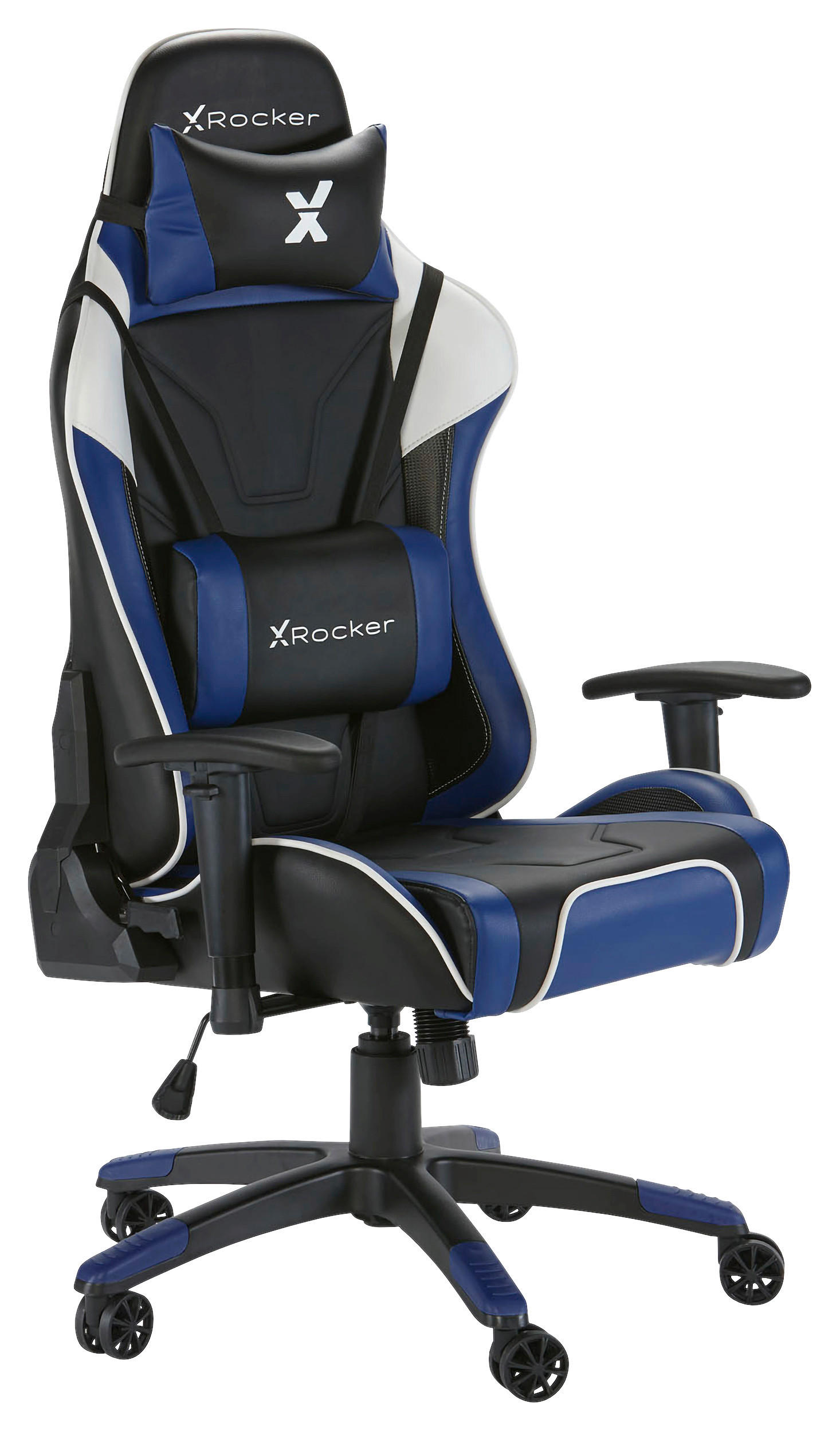 GAMINGSTUHL Blau, Schwarz Metall, Kunststoff, Textil   - Blau/Schwarz, MODERN, Kunststoff/Textil (59,9/122/66cm) - X Rocker