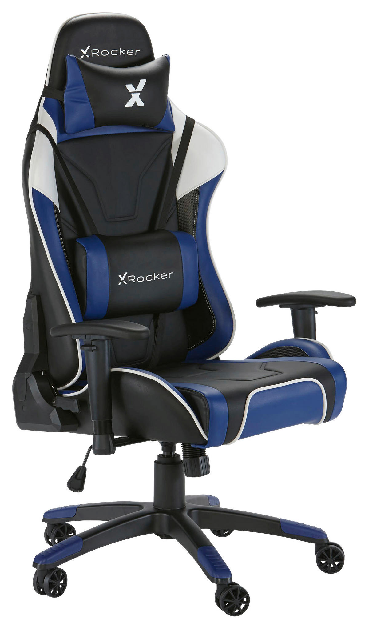 GAMINGSTUHL Blau, Schwarz Metall, Kunststoff, Textil   - Blau/Schwarz, MODERN, Kunststoff/Textil (59,9/122/66cm) - X Rocker