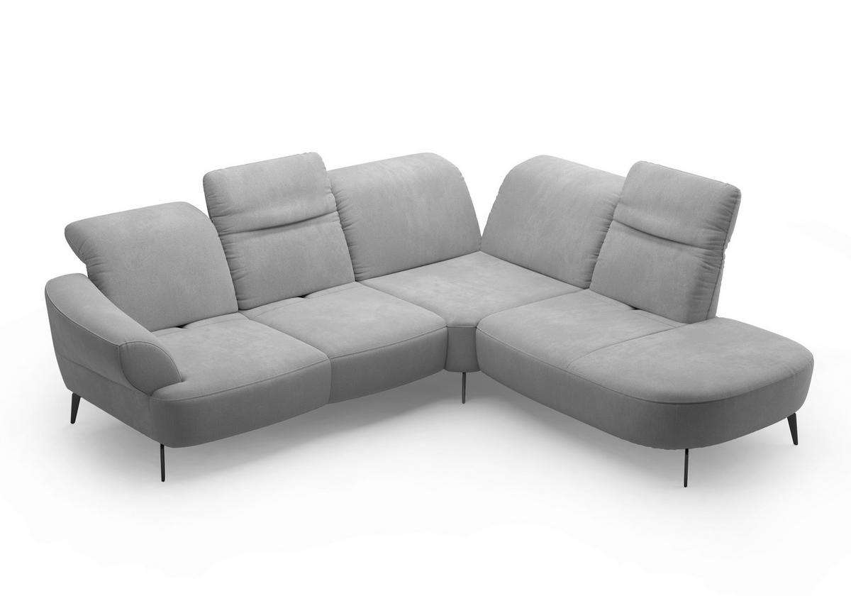 ECKSOFA in Flachgewebe Grau  - Schwarz/Grau, Modern, Textil/Metall (302/270cm) - Sit & More