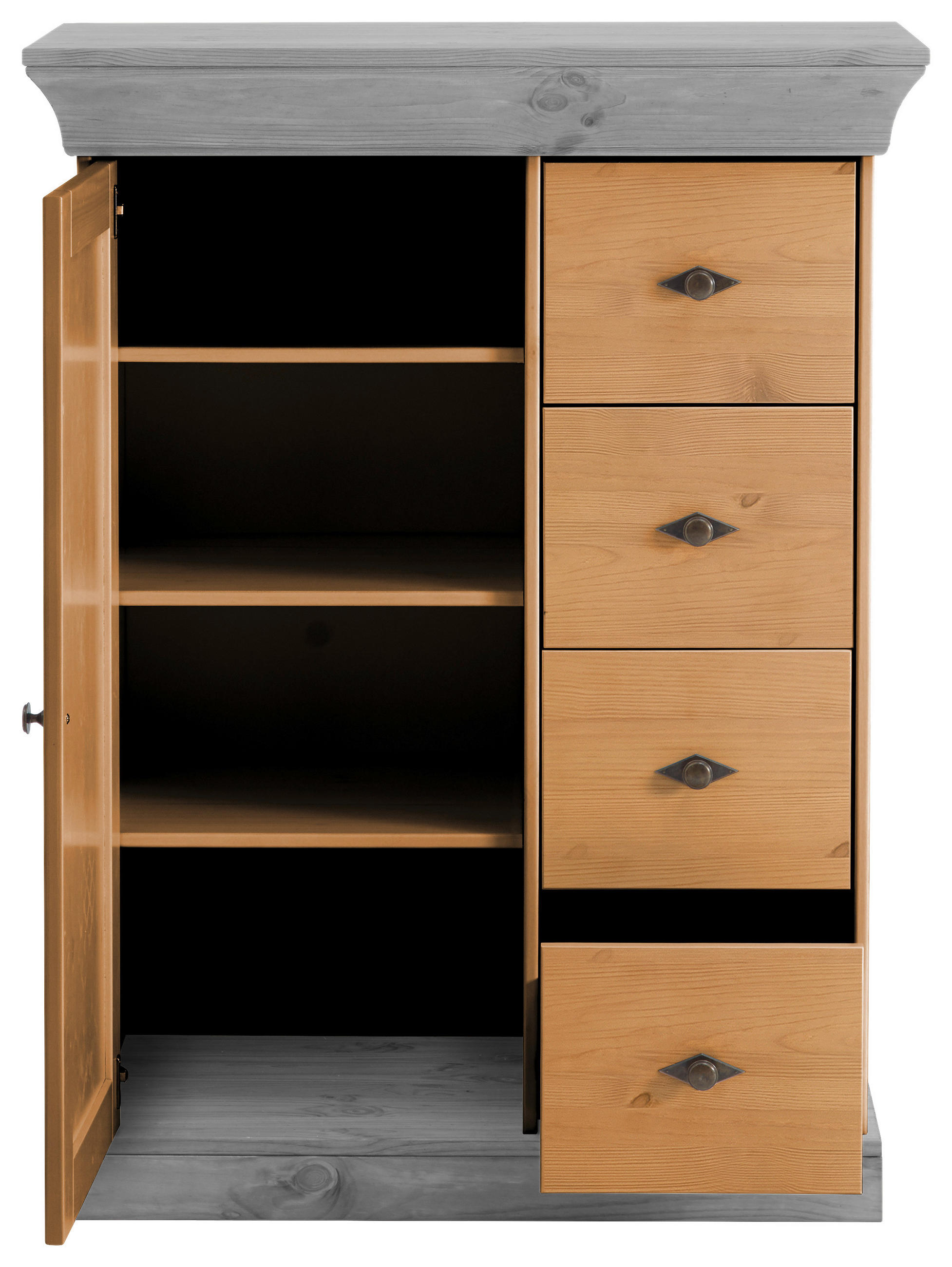 KOMMODE  in 88/117/45 cm  - Laugenfarbig/Grau, ROMANTIK / LANDHAUS, Holz/Metall (88/117/45cm) - Boxxx