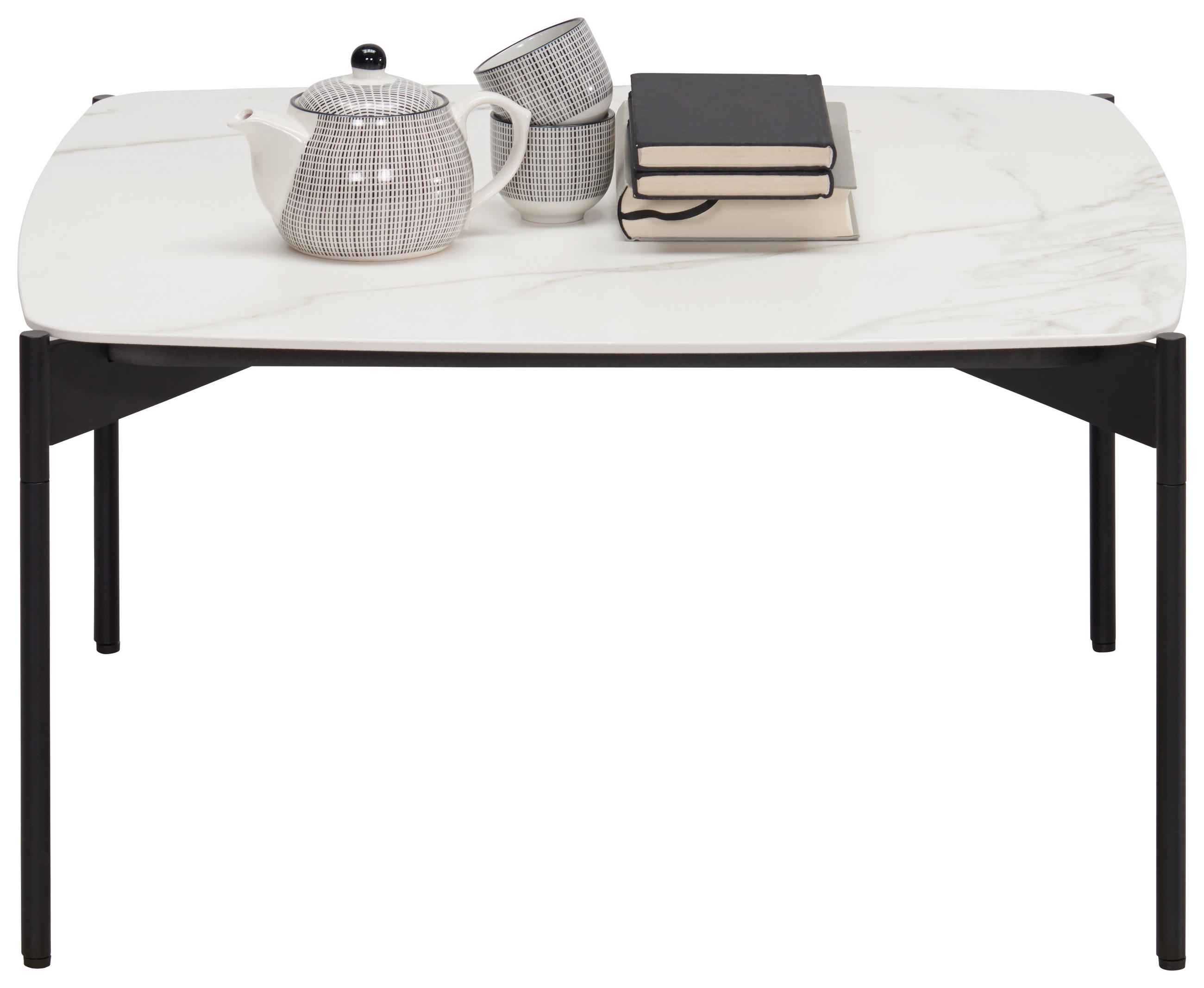 COUCHTISCH 65/65/35 cm quadratisch Creme, Schwarz  - Creme/Schwarz, Design, Keramik/Metall (65/65/35cm) - Venjakob