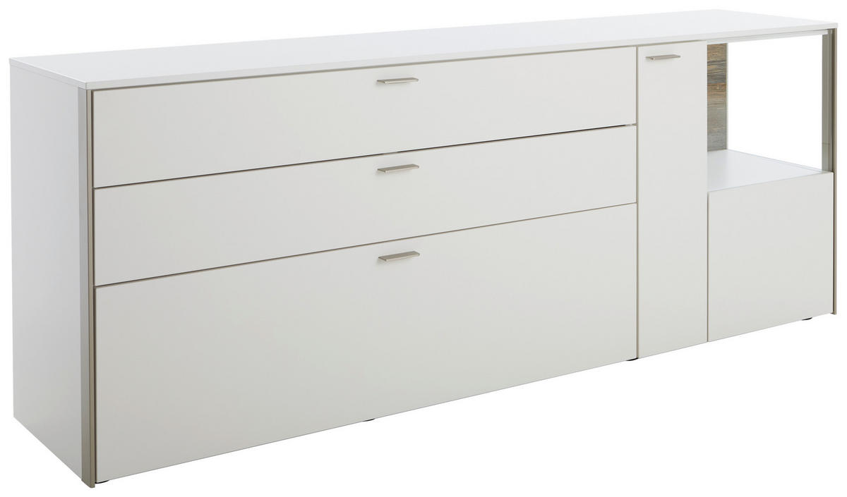 SIDEBOARD  in 182/72/43 cm  - Edelstahlfarben/Alufarben, Design, Glas/Holzwerkstoff (182/72/43cm) - Venjakob