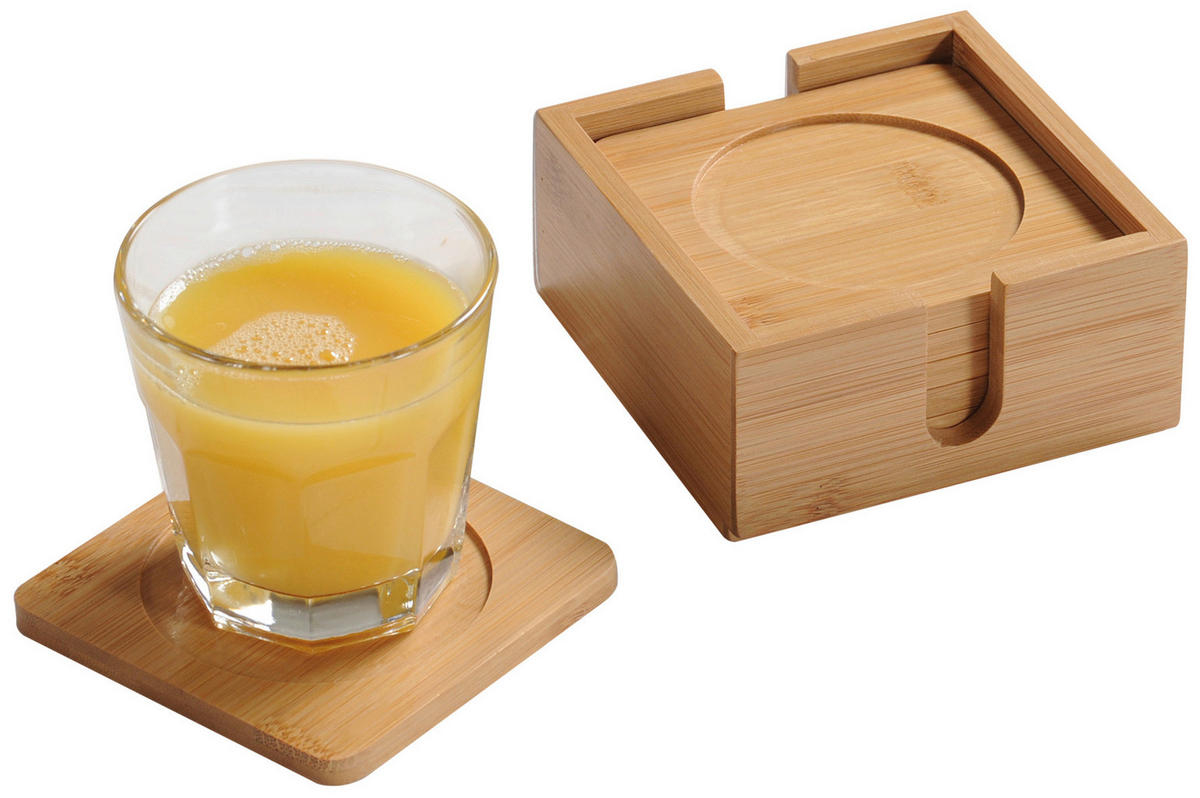 SET PODMETAČA ZA ČAŠU  - prirodne boje, Basics, drvo (10/10/2cm) - Kesper