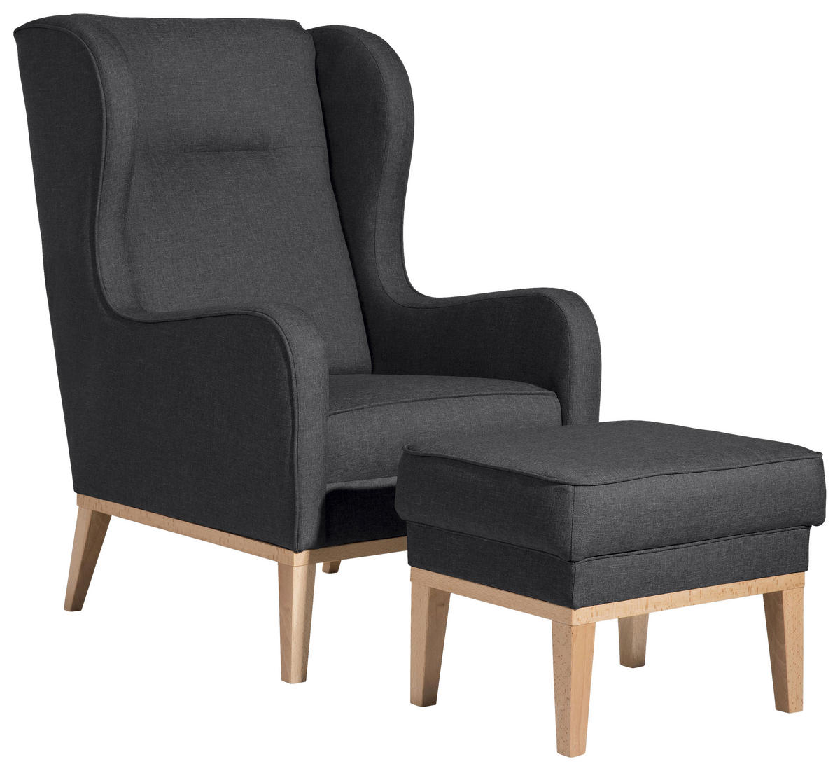 HOCKER in Textil Graphitfarben  - Graphitfarben/Naturfarben, Konventionell, Holz/Textil (50/41/41cm) - Max Winzer