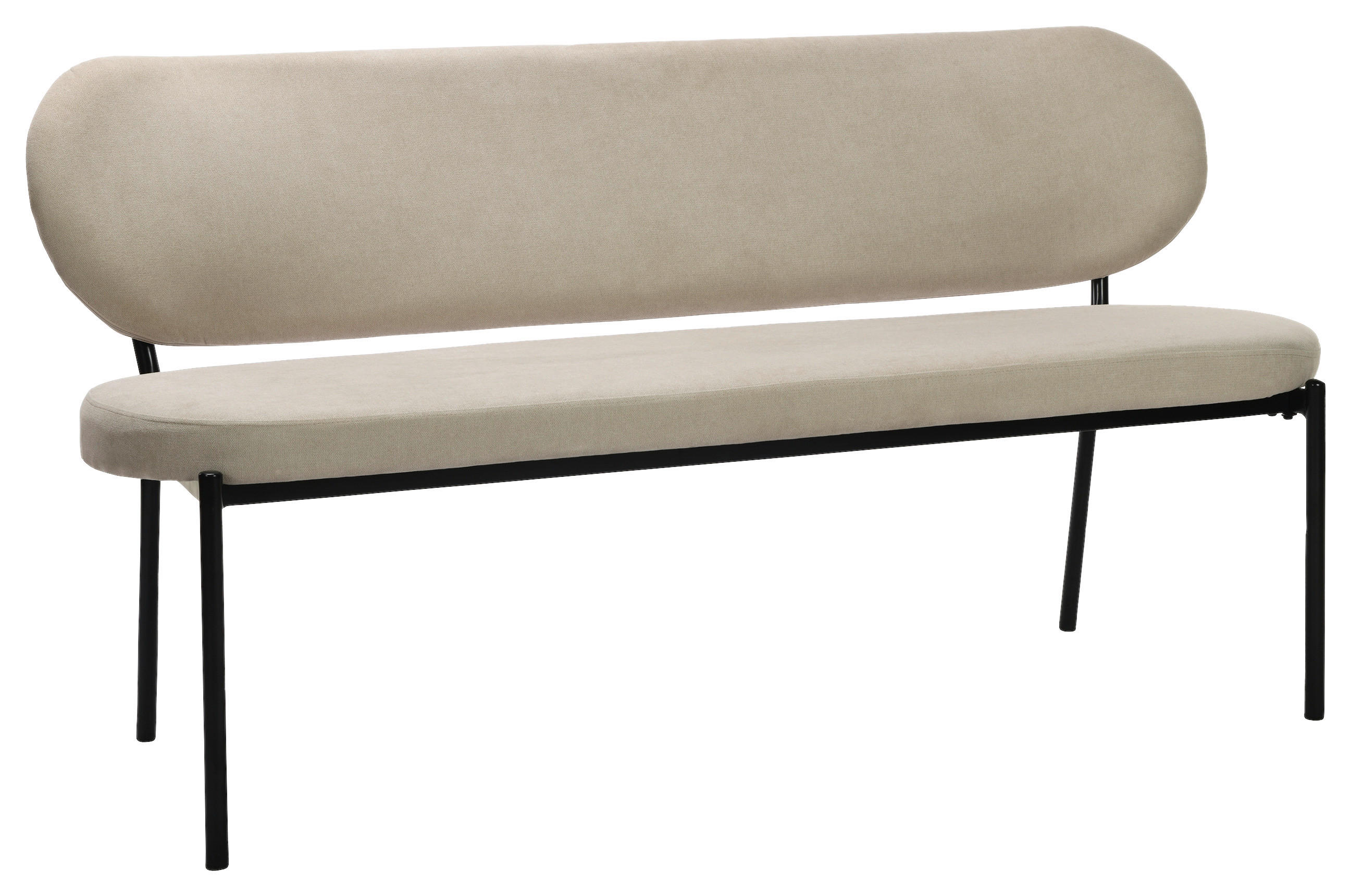 SITZBANK in Metall, Textil Schwarz, Taupe  - Taupe/Schwarz, Design, Textil/Metall (160/82/62cm) - MID.YOU