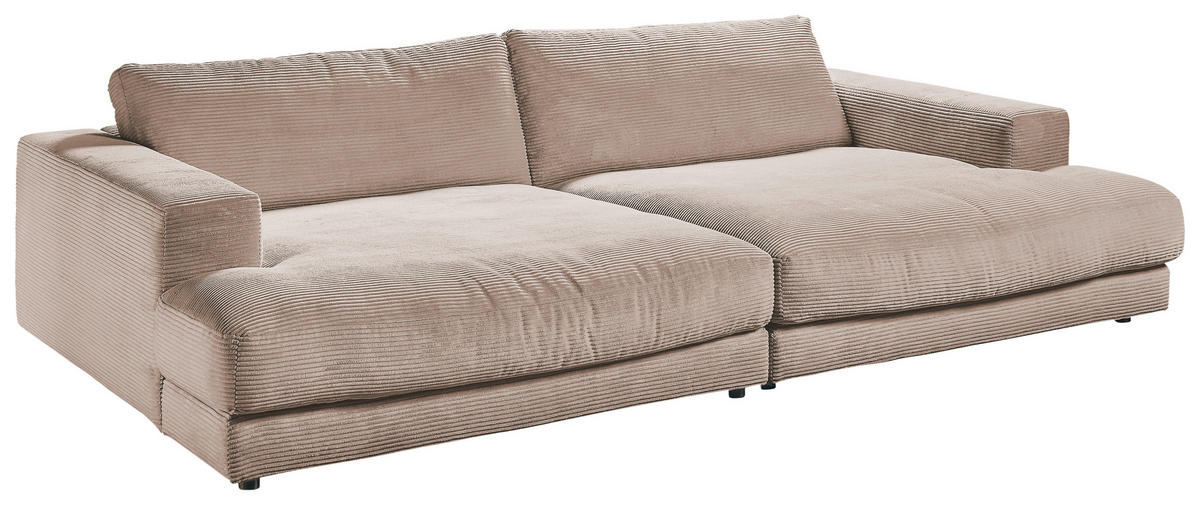 MEGASOFA in Cord Taupe  - Taupe/Schwarz, Design, Kunststoff/Textil (290/86/170cm) - Pure Home Lifestyle
