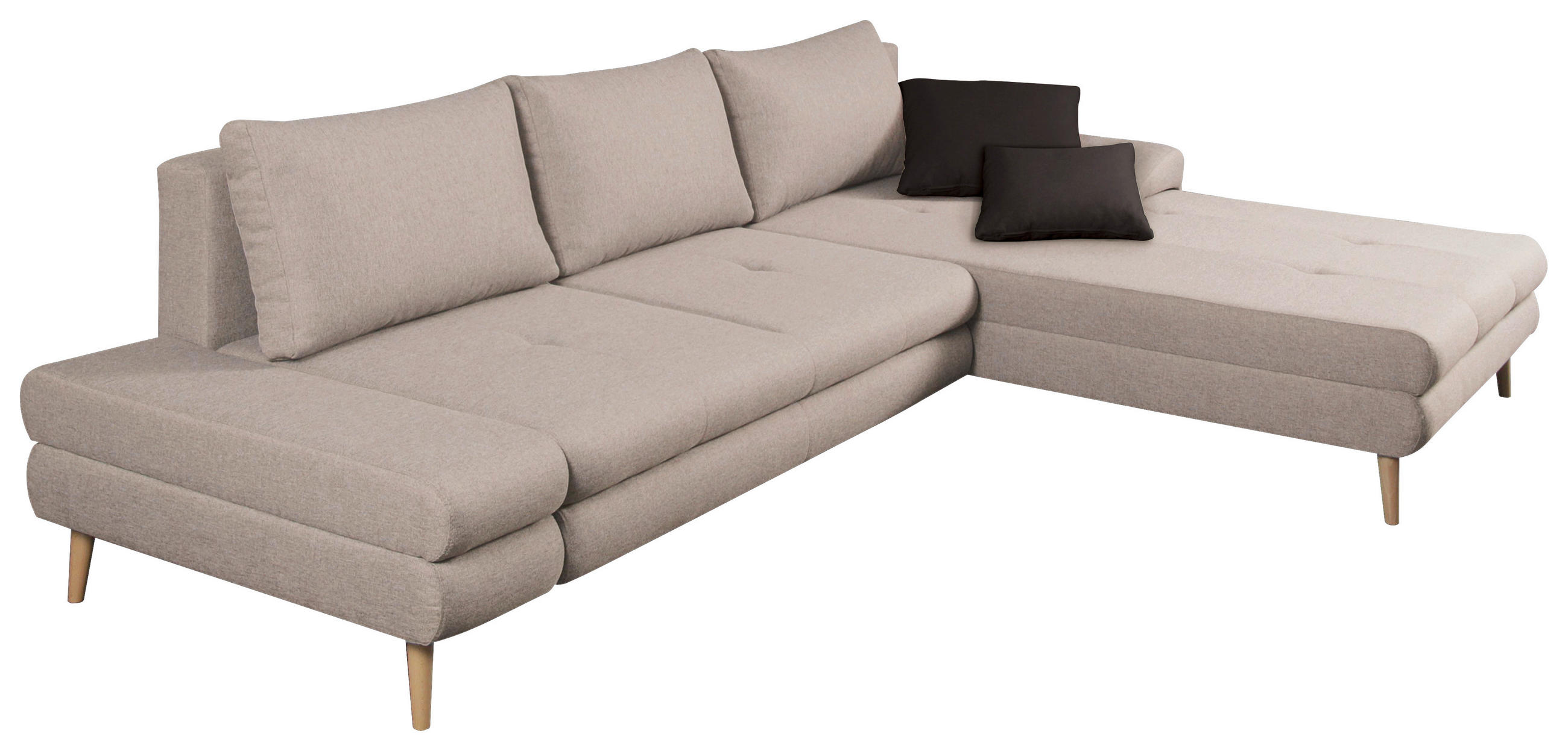 ECKSOFA in Webstoff Beige  - Beige/Anthrazit, Trend, Holz/Textil (313/215cm) - MID.YOU