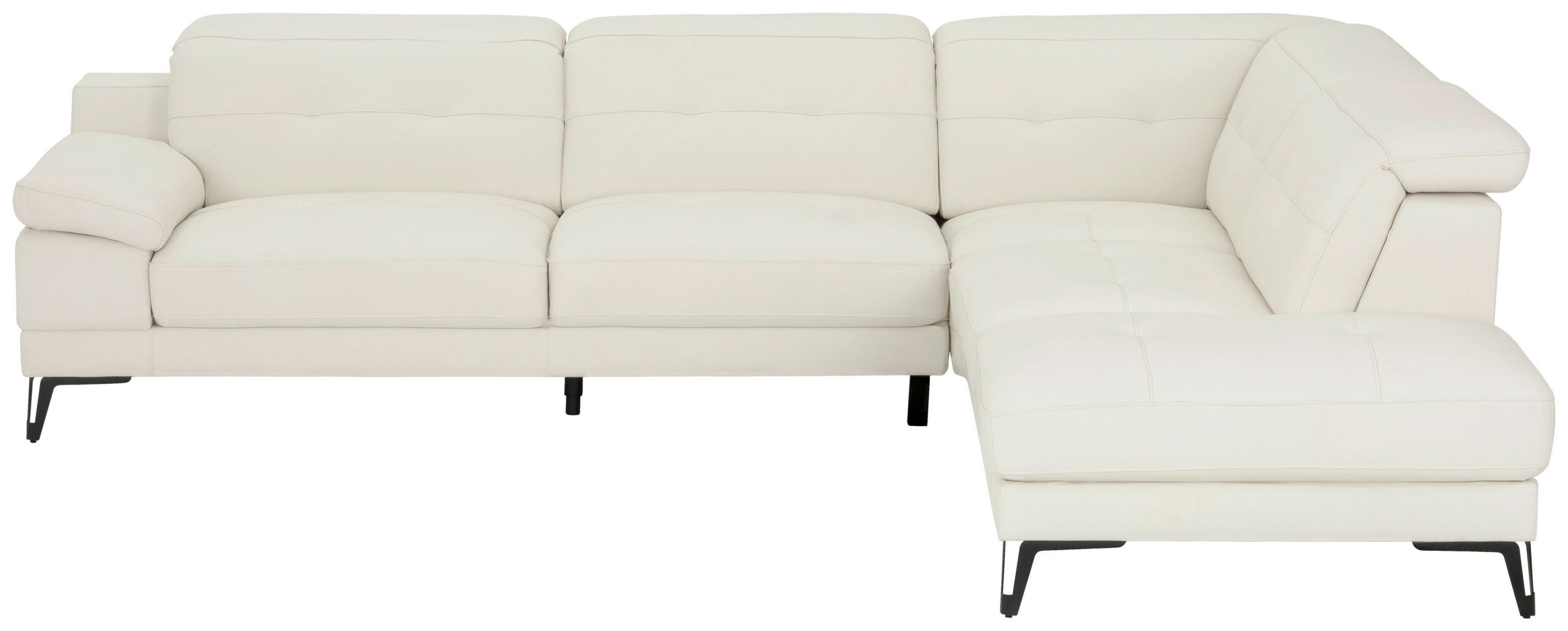 ECKSOFA Weiß Echtleder  - Schwarz/Weiß, MODERN, Leder/Metall (287/224cm) - MID.YOU
