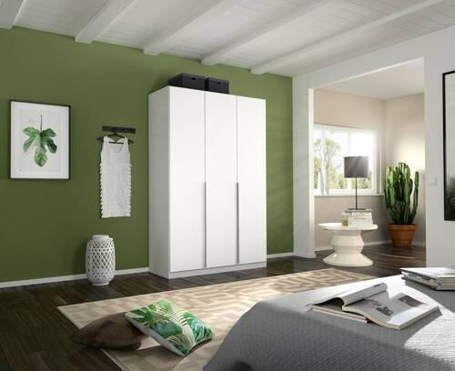 DREHTÜRENSCHRANK in Weiss - Weiss/Alufarben, Modern, Holzwerkstoff (136/229/54cm) - Rauch Möbel