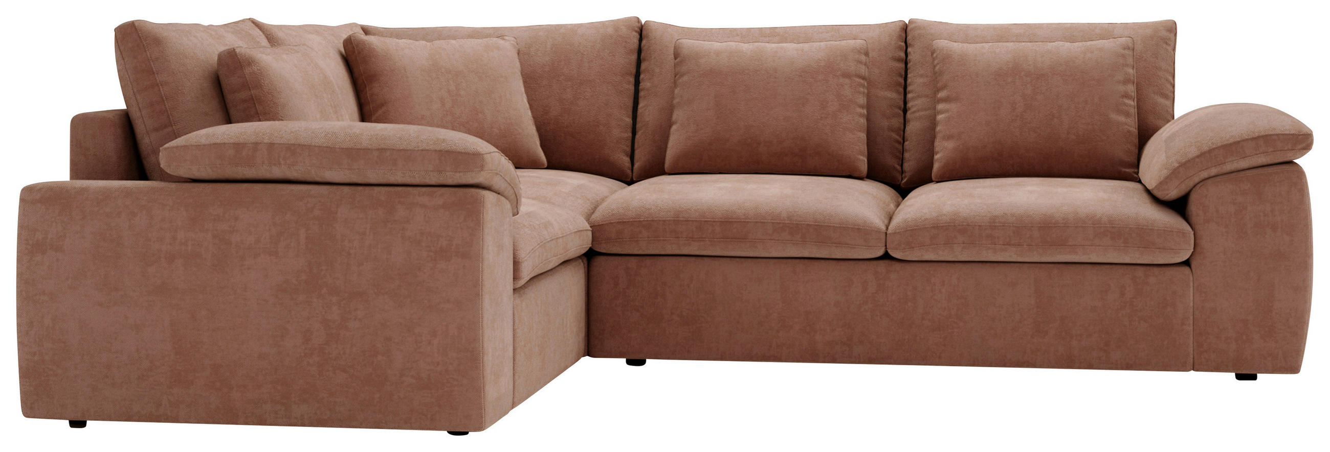 ECKSOFA Chenille Koralle  - Koralle/Schwarz, Design, Kunststoff/Textil (216/289cm) - Livetastic