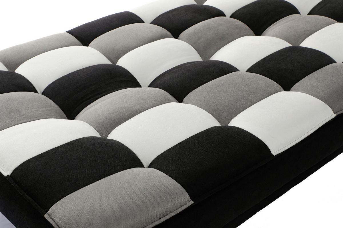 SCHLAFSOFA Samt Creme, Grau, Schwarz  - Silberfarben/Creme, Design, Textil/Metall (182/87/90cm) - P & B