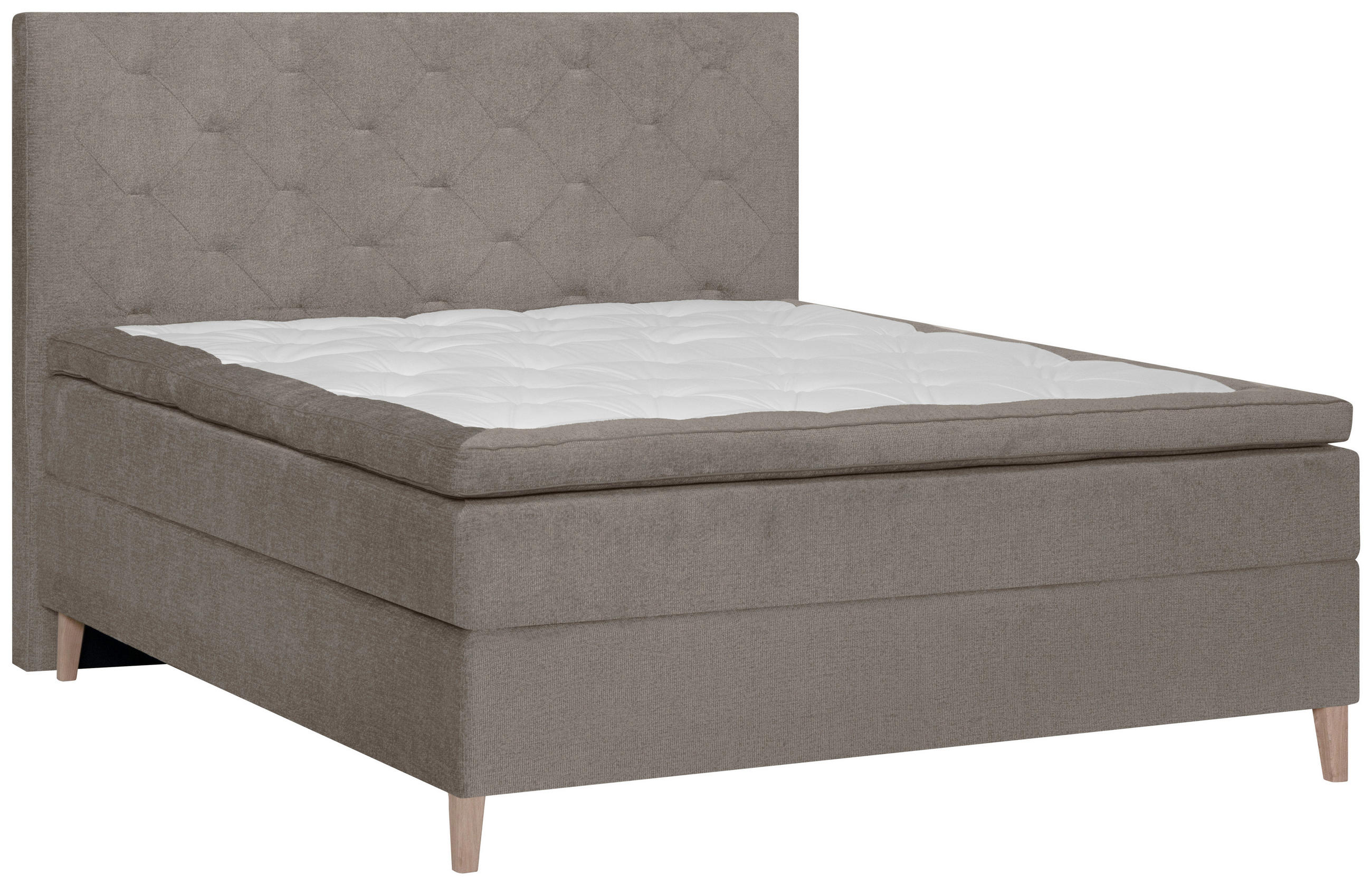 BOXSPRINGBETT 160/200 cm  in Graubraun  - Eichefarben/Graubraun, KONVENTIONELL, Holz/Textil (160/200cm) - Welnova